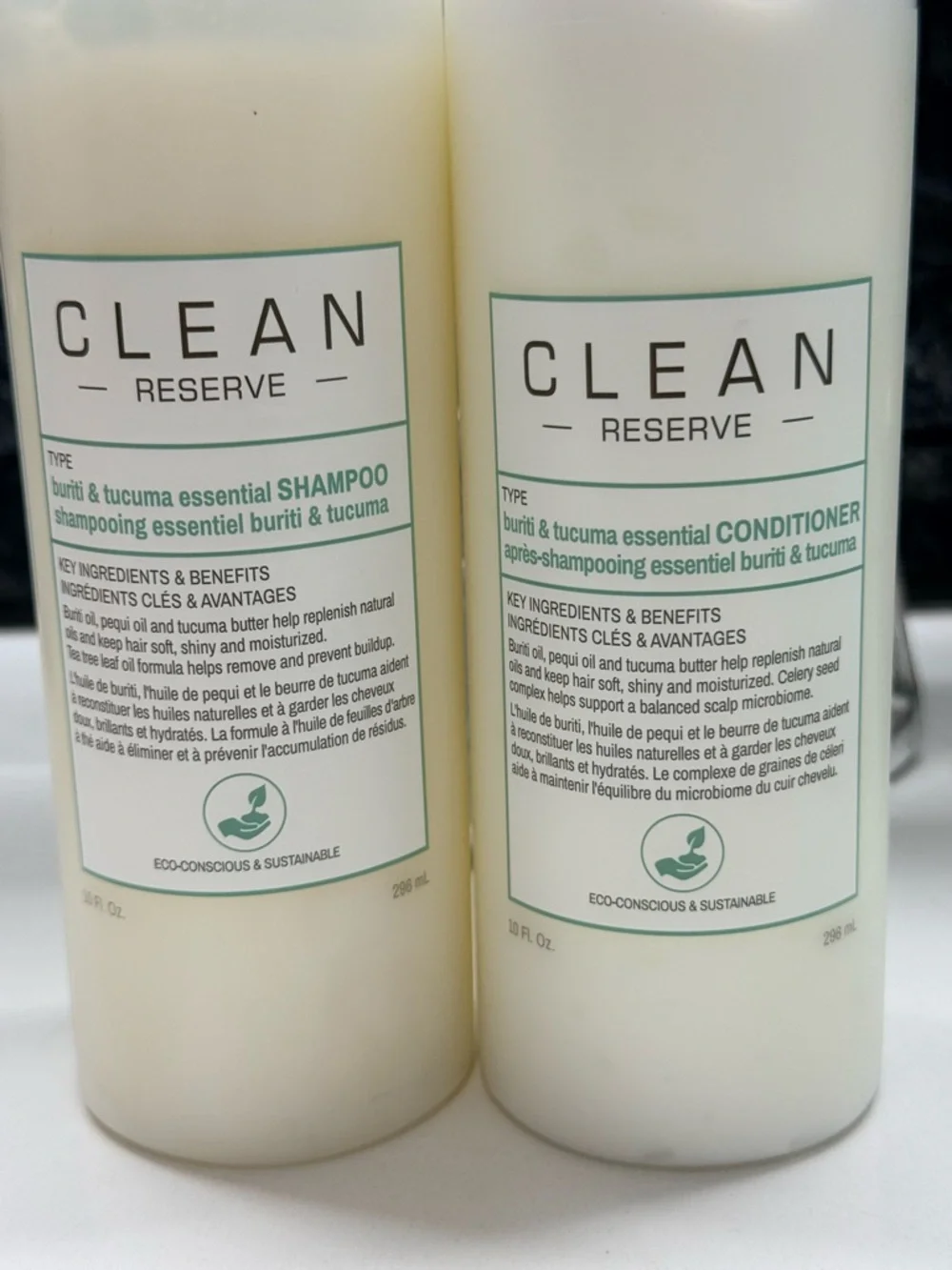 Clean Reserve Buriti Tucuma Shampoo Conditioner Set 10oz Hydrating Hair Care Duo